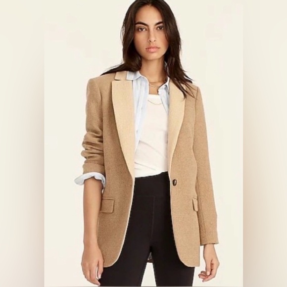 J. Crew Jackets & Blazers - J. Crew Alfie Blazer with Contrast Collar Italian Cotton Wool Tan Size 6